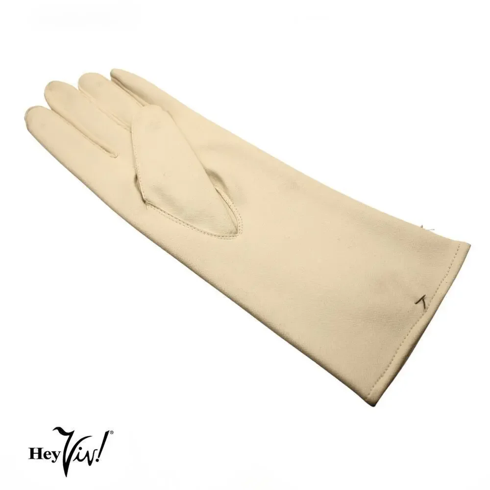Vintage Max Myer Gloves Embroidered Ivory Vinyl w WT Grant Tag Japan - Hey Viv